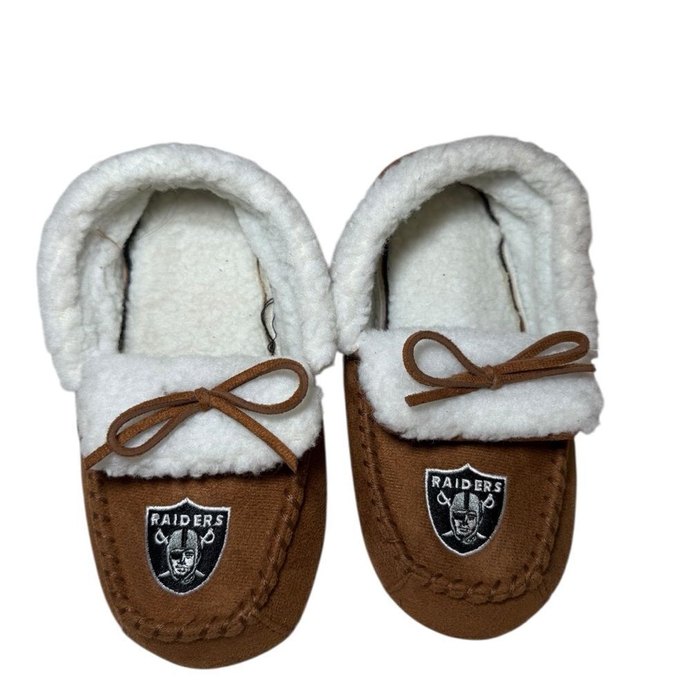 FOCO Raiders Brown and White Slippers for Kids